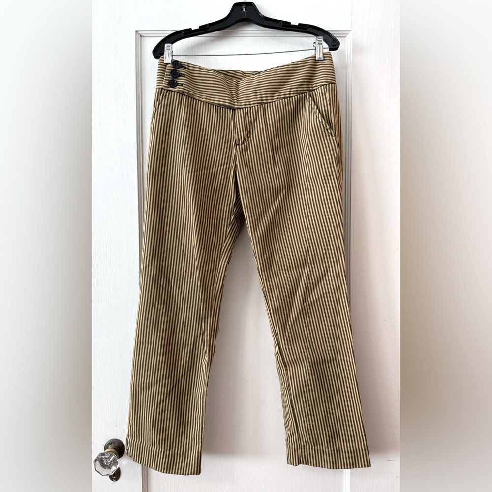 Marc Jacobs | 100% Cotton Striped Mid-Rise Straight-Leg Trousers  - 8